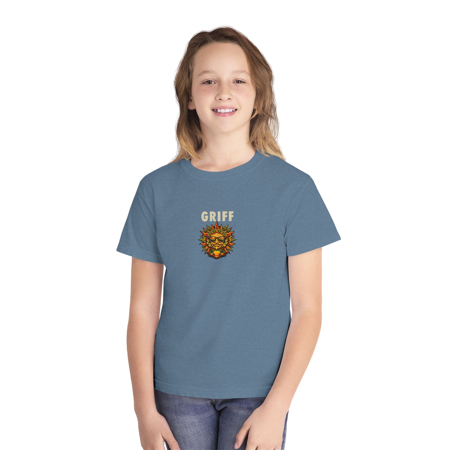 Youth Tee — 'GRIFF' Sunflower Logo Graphic