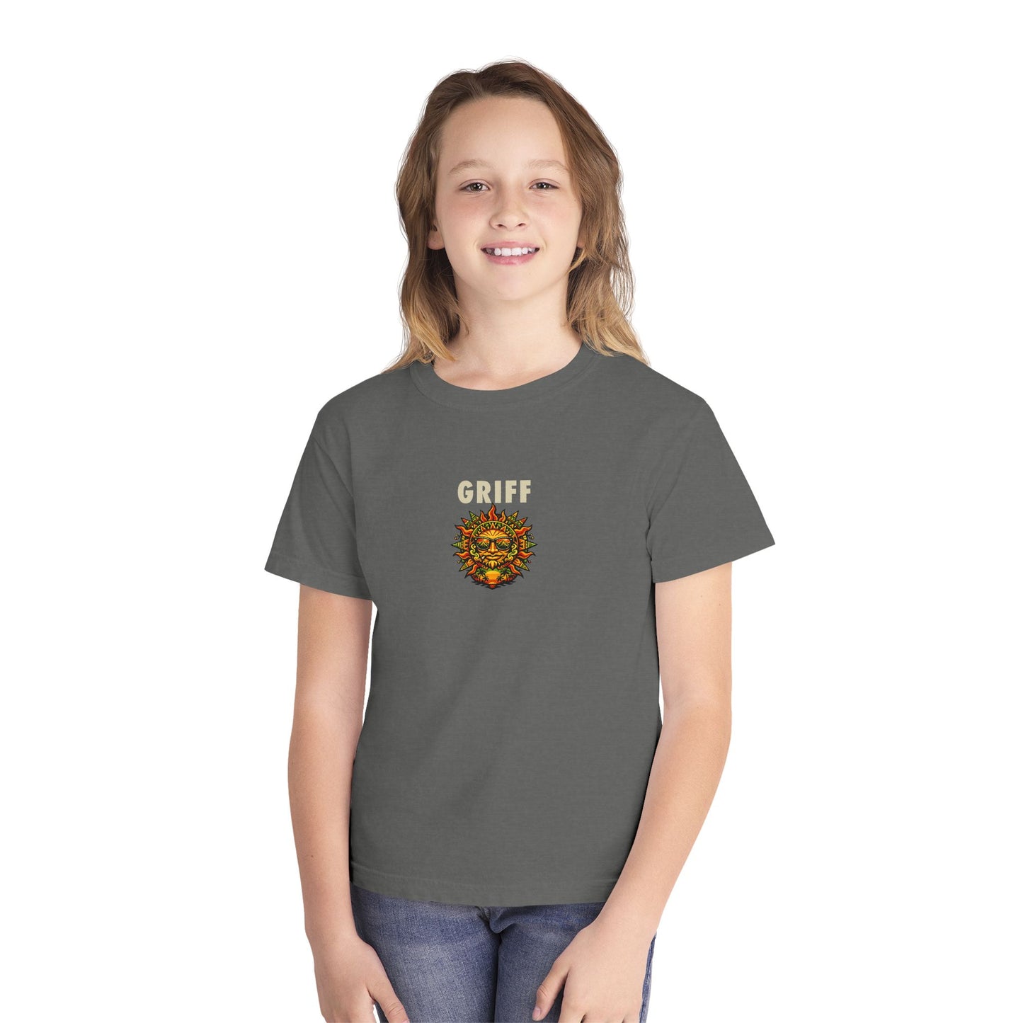 Youth Tee — 'GRIFF' Sunflower Logo Graphic