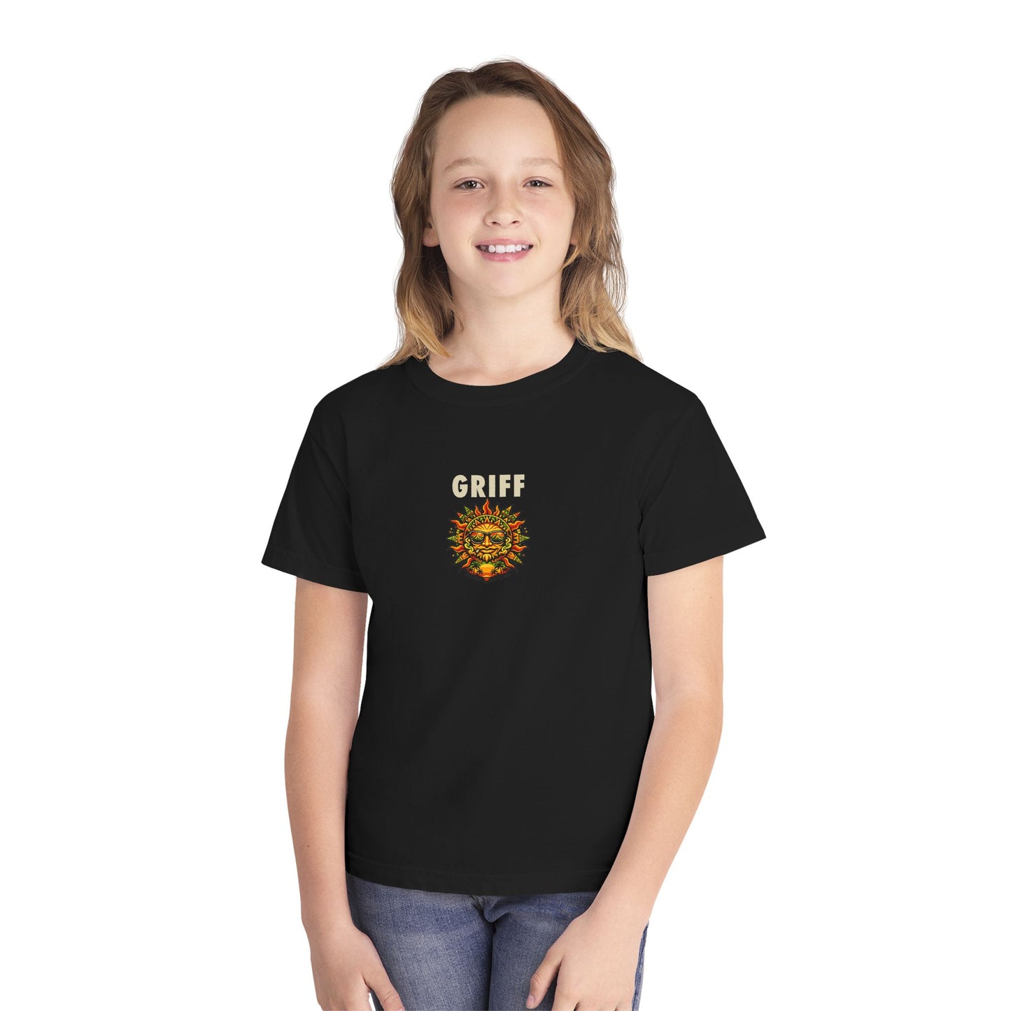 Youth Tee — 'GRIFF' Sunflower Logo Graphic