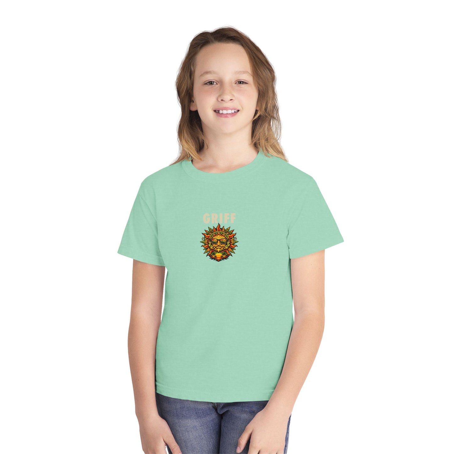 Youth Tee — 'GRIFF' Sunflower Logo Graphic